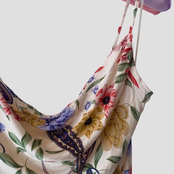 DRESS FORUM FLORAL PAISLEY COWL NECK SLEEVELESS SUMMER MIDI DRESS SIZE MEDIUM - Picture 14 of 16